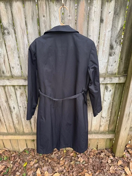 Anne Klein 2 Black Trench Coat cotton blend belted collar pockets academia 14 - Picture 2 of 11